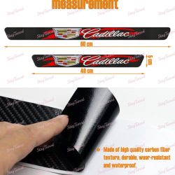4PCS Carbon Fiber Car Door Scuff Sill Cover Panel Step Protector For Cadillac -(3-SDSR-CADDILAC-BK
