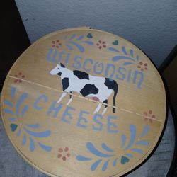 Wooden Wisconsin Cheese Box With Handpainted Cow Design