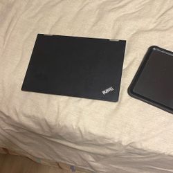 Black iPad And Thinkpad Laptop( Chargers Included) 