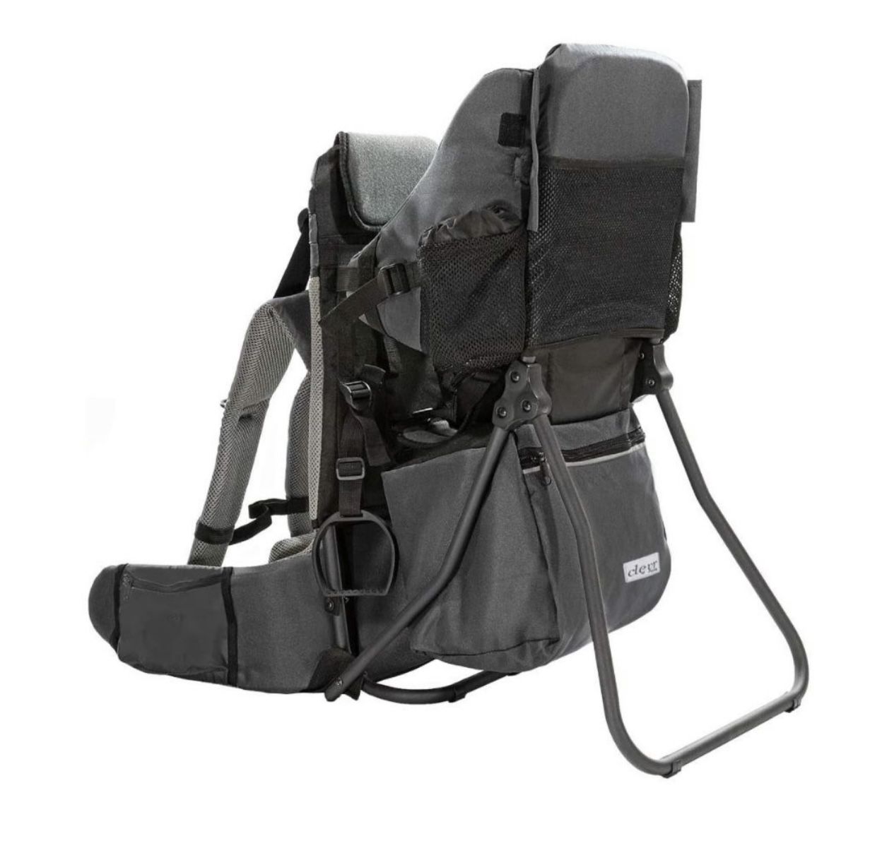 ClevrPlus Cross Country Baby Backpack Carrier, Grey, Toddler Hiking Backpack with Comfortable Seat, Adjustable Straps & Belt, Foldable Frame (B4)