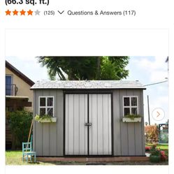 Keter Oakland 11 ft. W x 7.5 ft. D Fully Customizable Durable Resin Plastic Storage Shed with Double Doors (66.3 sq. ft.