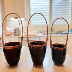 Indonesian ceramic baskets / vases