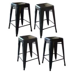 24” Black Metal Bar Stools – Set of 4 – Like New