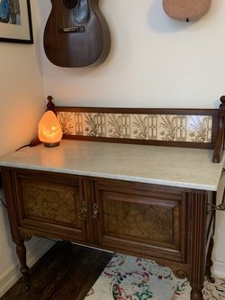 Beautiful Walnut And Marble 19th Century Antique Eduardian Wash Stand Cabinet