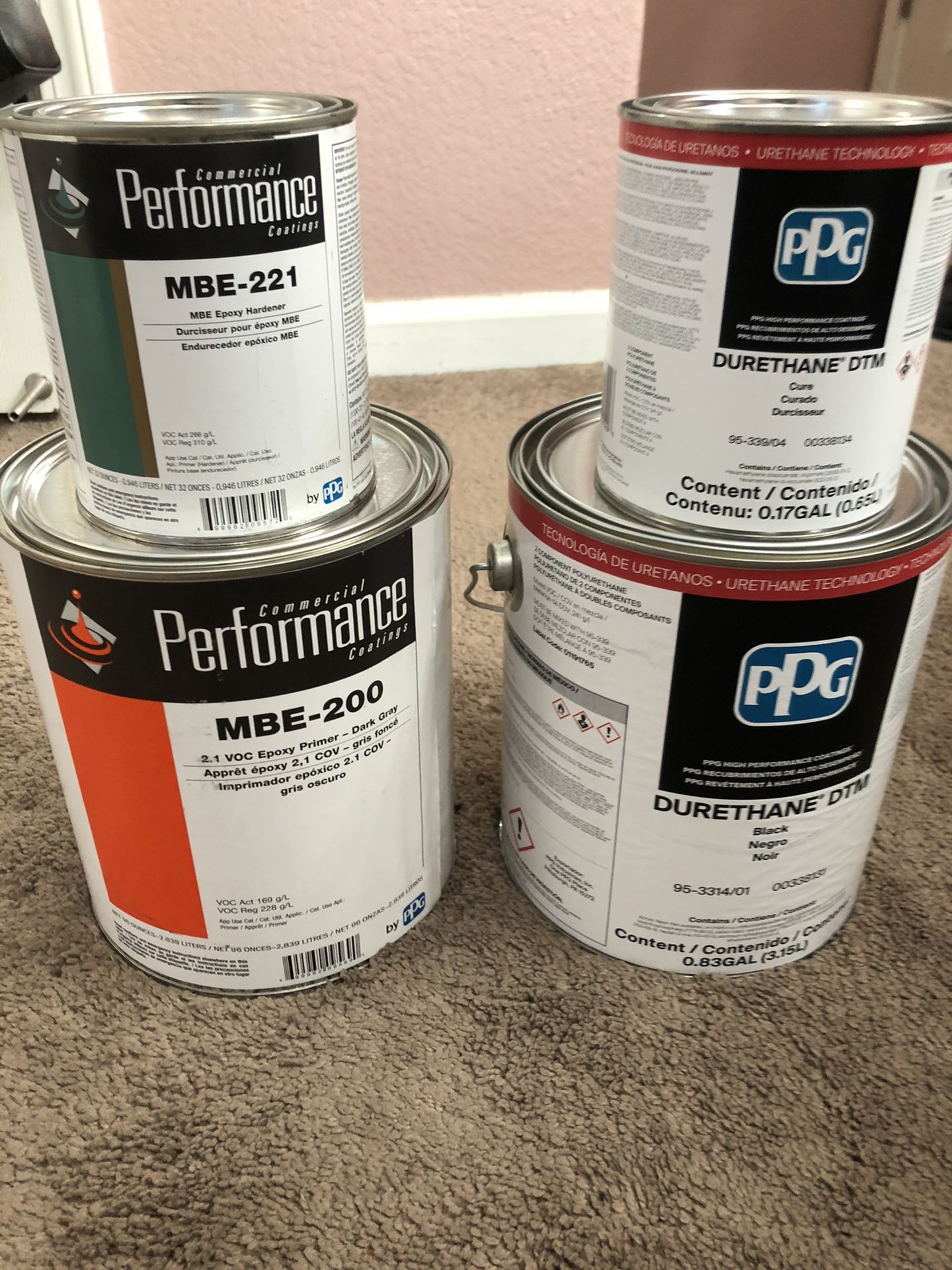 Gloss Black Epoxy Paint & Grey Primer $60 each