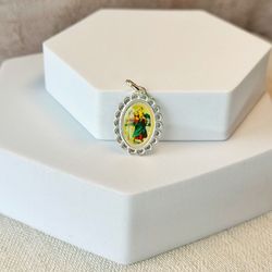 925 Sterling Silver St Joseph and baby Jesus medal pendant.