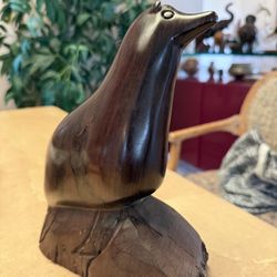 Hand Carved  Ironwood Seal - Animal Sculpture – 10” Tall