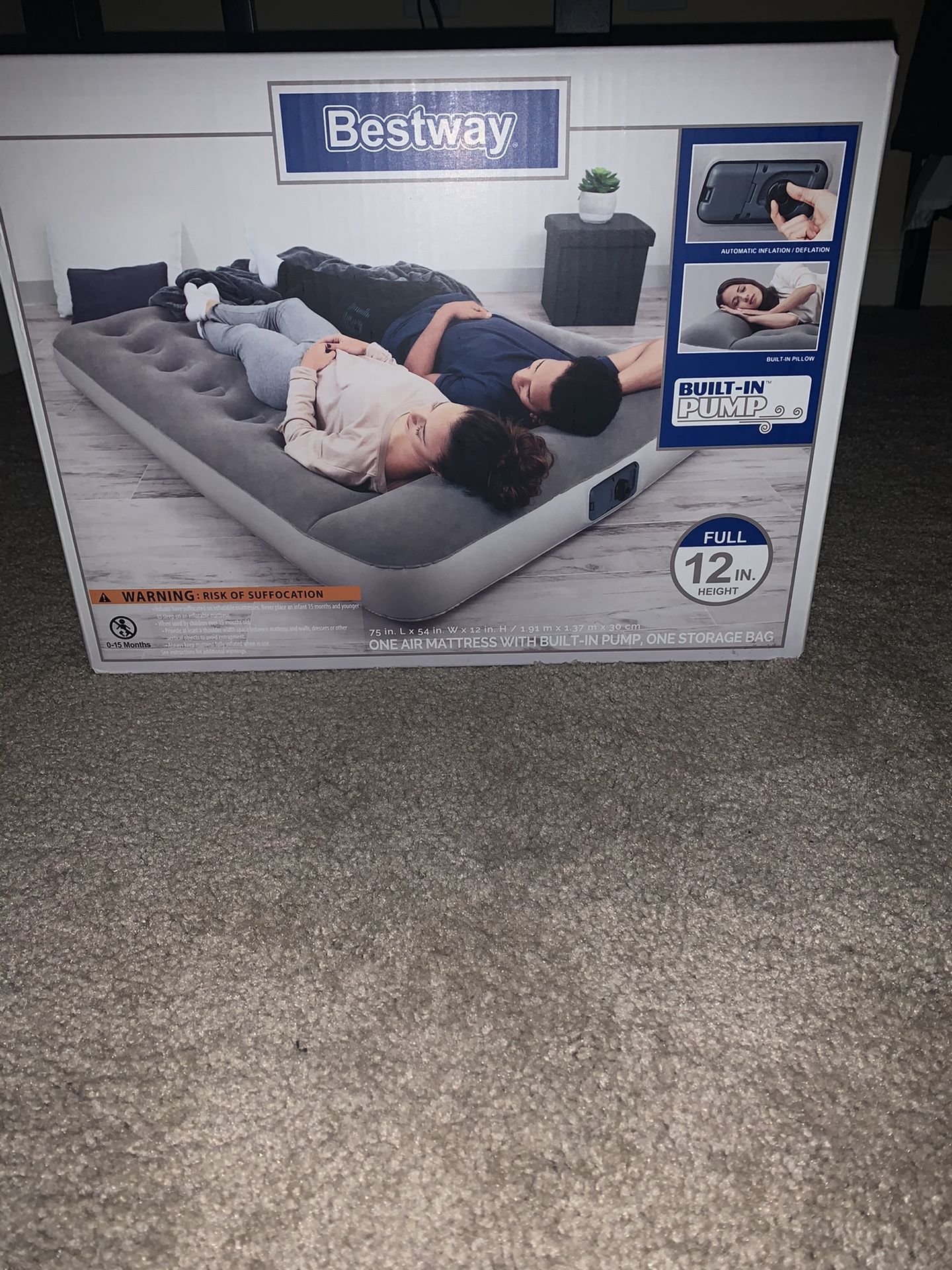 Blow up mattress -12 inch -BRAND NEW