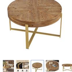 Coffee Table,Gexpusm 32" Round Wood Center Table for Living Room, Mid Century