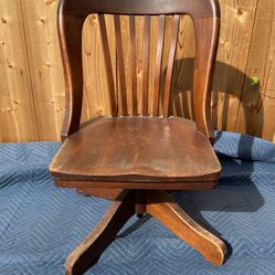 Antique Heywood-Wakefield Co. Swivel Tilt Chair Slat Back