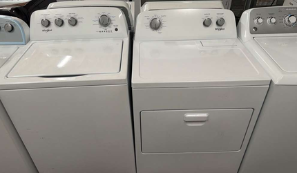 Whirlpool Top Load Washer + Electric Dryer Set – White, Simple Knob Controls