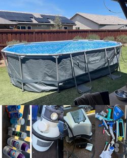 Bestway Power Steel 14’ x 8’ Oval Pool Complete Set w/ Sand Filter, Pump & Accessories