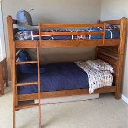 Solid Oak Bunk Bed  with Additional Pieces $750