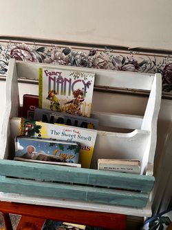 Old book magazine rack. Handmade solid wood