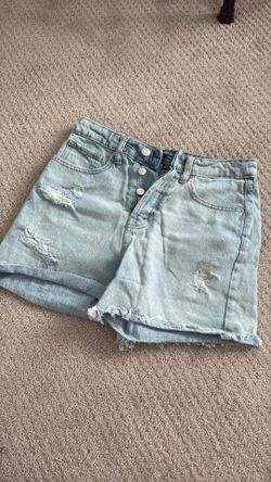 super high rise cut off shorts size 2 light wash