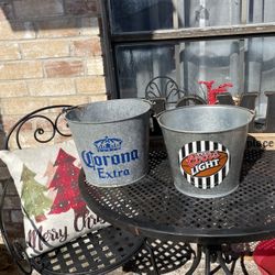 Vintage Galvanized Metal Buckets 8”x9”