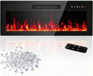 Electric Wall-Mount Fireplace with Remote