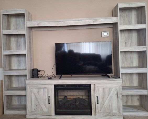 72" 4 piece Entertainment Center with Electric Fireplace