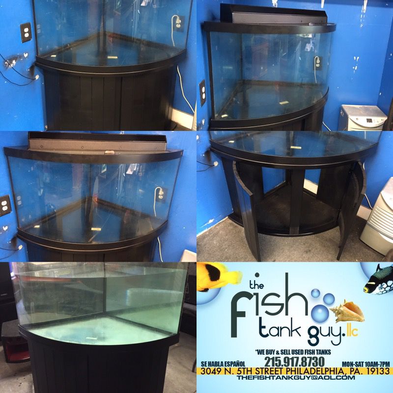 92 gallon corner Bowfront aquarium fish tank complete $700