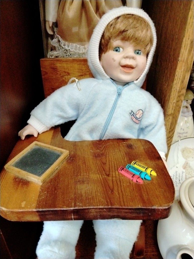 Small Kid On School Desk/Chair