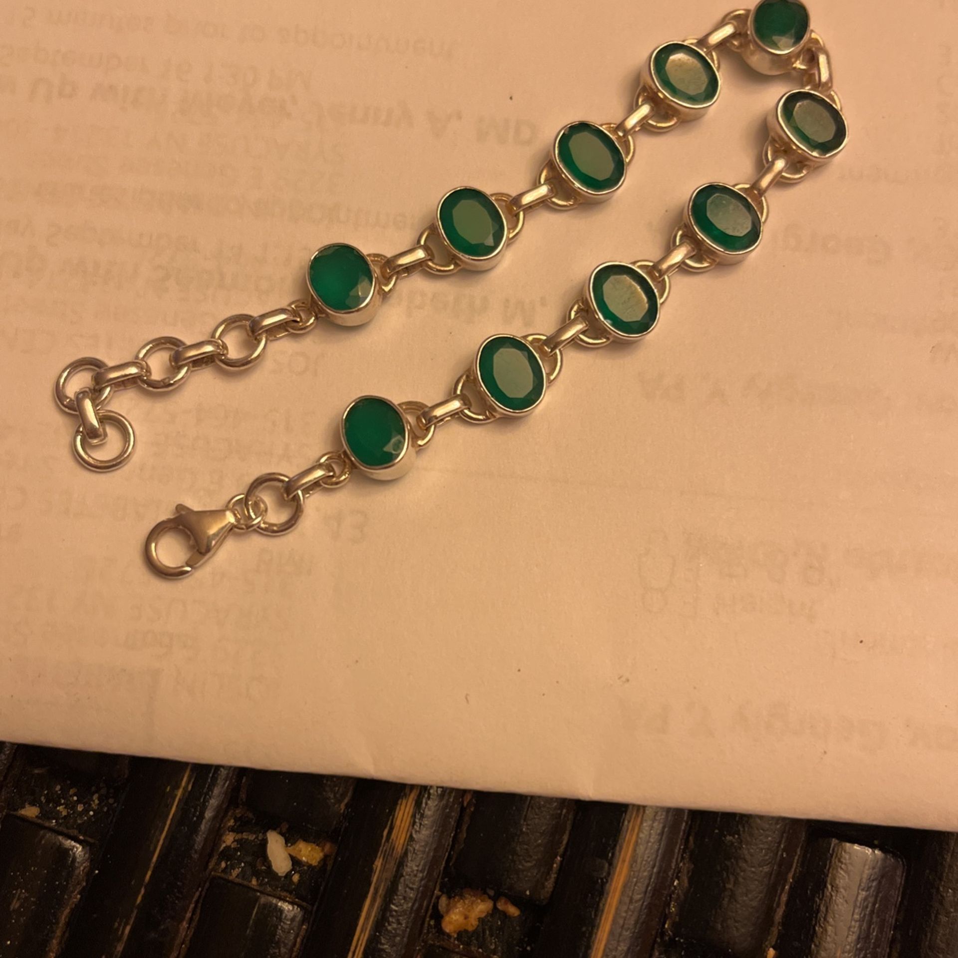 Green Onyx Womans Sterling Silver bracelet