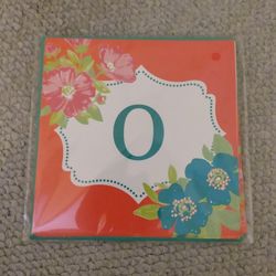 BRAND NEW IN PACKAGE MICHAEL'S FLORAL PUNCH SQUARE INITIAL 'O'  BLANK INSIDE NOTECARDS  & MAILABLE ENVELOPES SET - 6 CT