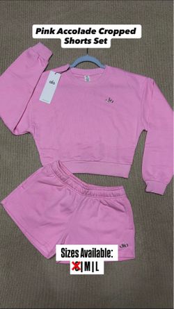 Alo cropped shorts set (pink)
