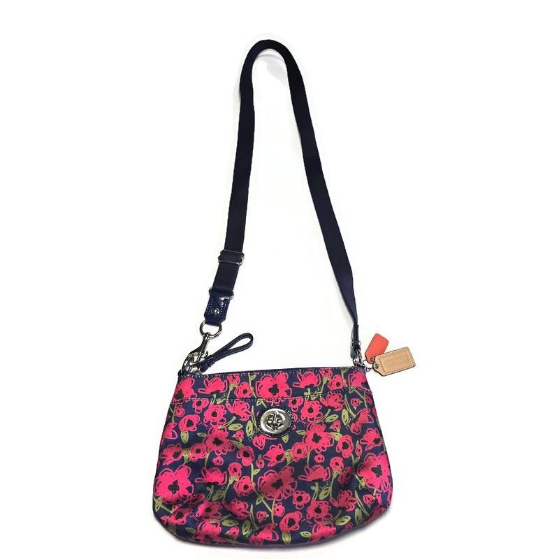 Coach Poppy Y2K Vintage Floral Blue & Pink Crossbody Bag