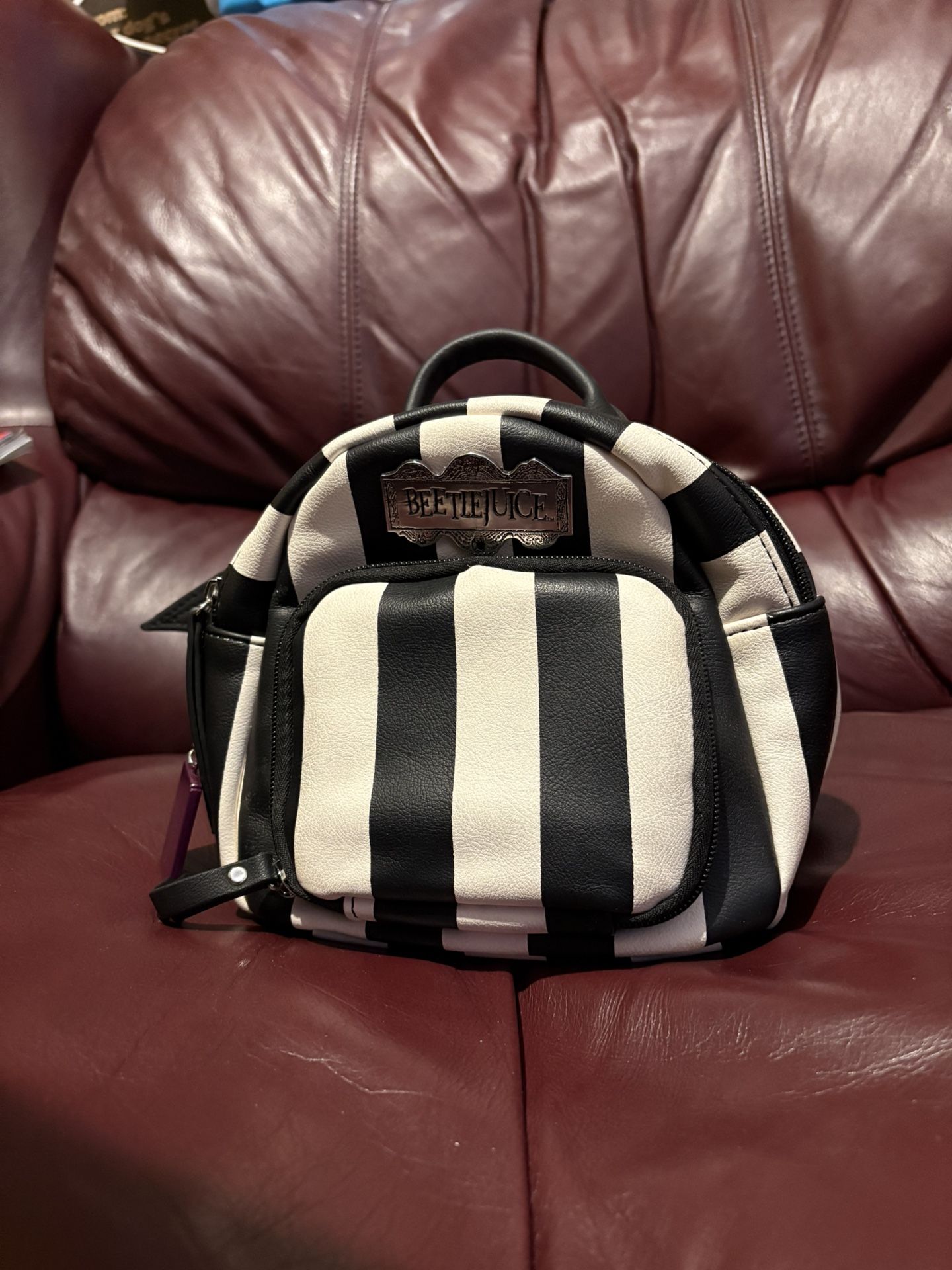 Beetlejuice Mini Purse Backpack with Wings & Recently Deceased Handbook Charm