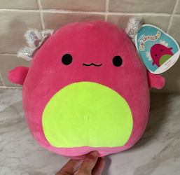 Squishmallows Archie the Axolotl 8" Black Light Pink Plush 2021