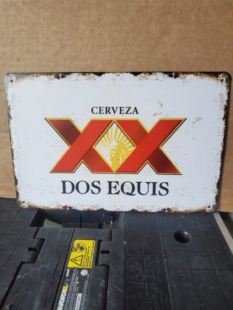 DOS XX EQUIS METAL BEER SIGN