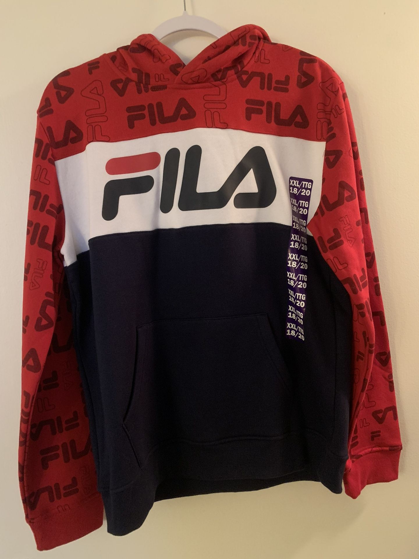Boys Size XXL 18-20 Fila Fleece Pullover Hoodie New With Tags