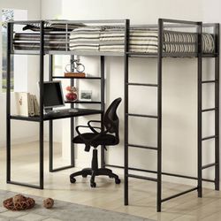 Twin Or Full Loft Bed With Desk & Chair 