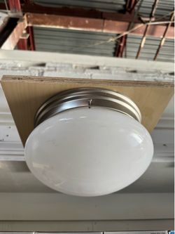 Indoor 1 -Light Flush Mount Light with Frosted Glass Nickel Brushed