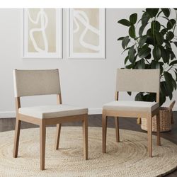 Nathan James Linus Modern Upholstered Dining Chair with Solid Rubberwood Legs *NEW IN BOX*