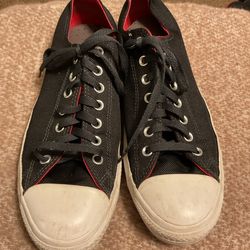 Converse All Star Low Top Black Red Camo Heel Sneakers Mens 11 EU 45