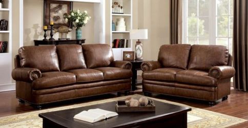 Top Grain Leather Brown Sofa+Love Seat+Chair - $2,499