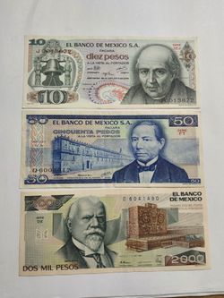 Old Mexico Banknotes / Billetes Antiguos De Mexico