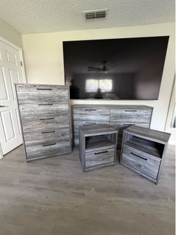 Gray Bedroom Set – Dresser, Chest & 2 Nightstands