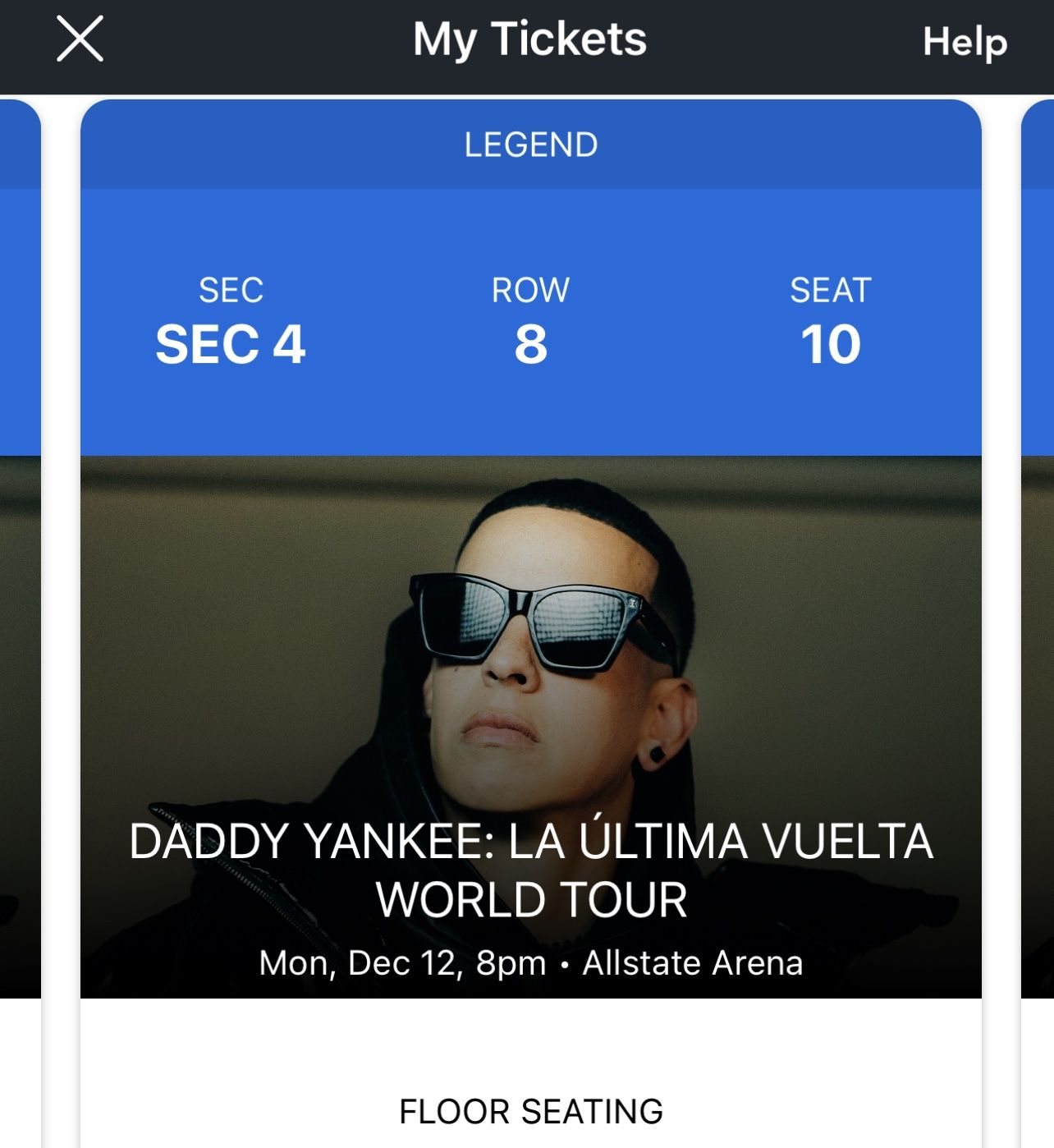 Daddy Yankee Floor Seat