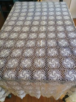 Antique Hand Crocheted Table Cloth