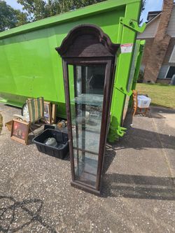 Tall Dark Wood Curio Display Cabinet Howard Miller