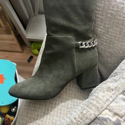 Zac Posen Green Suede Boots Size 9