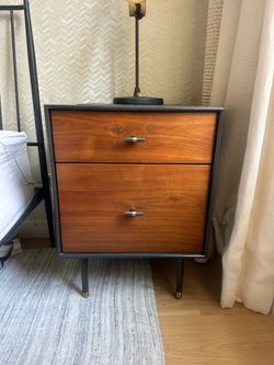 West Elm walnut side tables (x2)