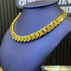 ⛓️ MIAMI CUBAN LINK CHAIN PLATED WITH 14K REAL GOLD 🥇 OVER .950 SILVER