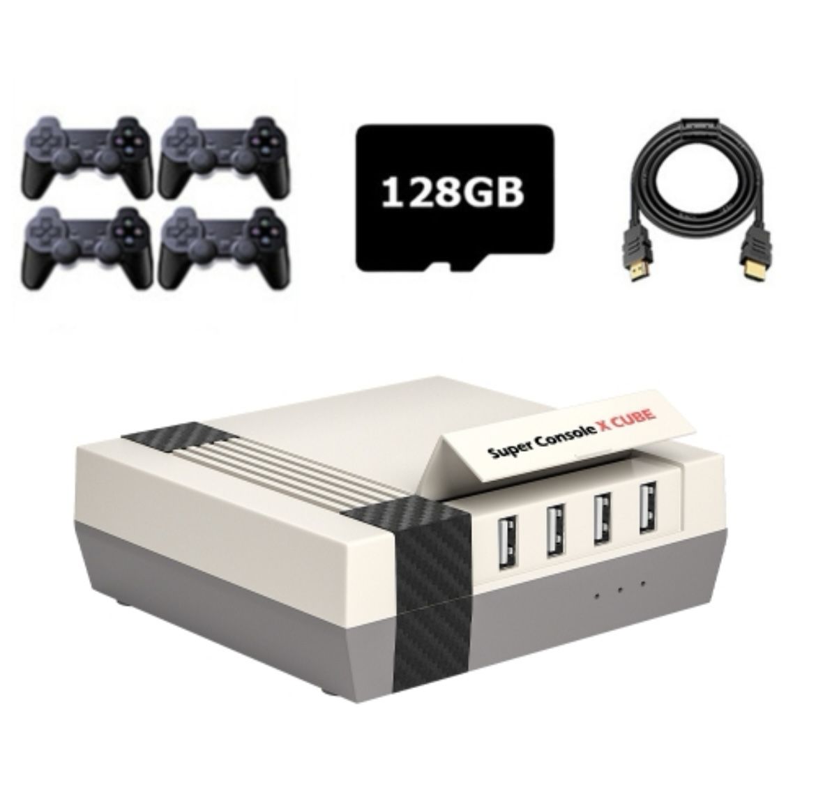 Super Console X Cube Wireless Retro TV Video Game Console Built-in 50+ Emulators 128G 410000+ Games 4 Handles(US Plug)