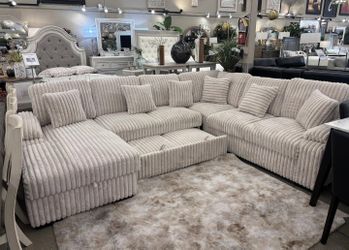 Gorgeous Pull Out Sleeper Corduroy Sectional Couch Set With Storage color Options Only $39 down payment 👉 Please ask Jon Green for a discount when yo