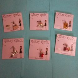 Set Of 6 Glitzy Girl Charms Sterling Silver