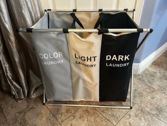 Collapsible Laundry Hamper. 3 Sections. Laundry Organizer