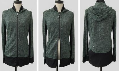 women’s Lululemon black/green hooded jacket with separating zipper - size 10